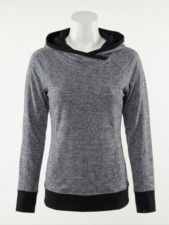 lululemon athletica Sweaters - Lululemon Think Fast Hoodie athletica Gray Black Cowl Neck Sweater Size 10